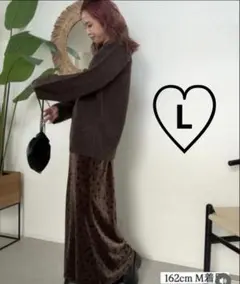 しまむら　saori 水玉ベロアスカート　ブラウン　L