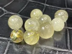 天然石 ゴールドルチルクォーツ 10〜13mm 大玉10粒セット（太陽ルチル入）