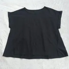 黒 スリーブレス Tシャツ サイドスリット M L バックフリル