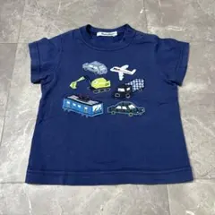 ファミリア 飛行機 車 働く車 刺繍 Tシャツ 90cm
