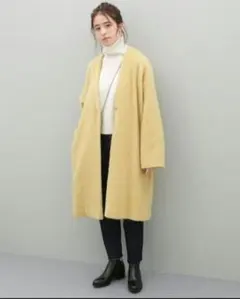 最終値下げ！アダム・エ・ロペ　モヘヤシャギーノーカラーコート