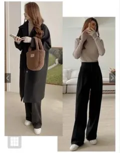 GRL リブ編みハイネックセーター Lサイズ ベージュ