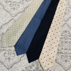 02ネクタイ 4本セット　通勤／ビジネス／就活／フォーマル　シルク　ポリエステル