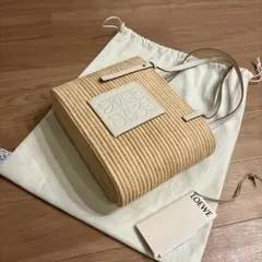 LOEWE ロエベ スクエア ストローバッグ カゴバッグ ホワイト - メルカリ