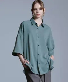 Loose/ルース 7分袖シャツ ブルーグレー M