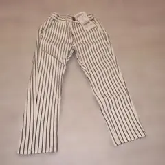 未使用 タグ付 moujonjonストライプ ホワイト 長ズボン 100cm