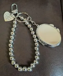 オーバルミラー付きボールチェーンキーホルダー/バッグチャーム/スマホチャーム