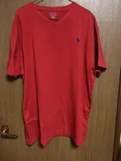 ラルフローレン　ワンポイント　Vネック Tシャツ 赤　XL