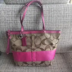 COACH トートバッグ ベージュ ピンク
