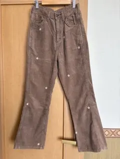 Wrangler コーデュロイフレアパンツ　ブラウン　花柄刺繍　XS