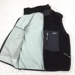 希少◎パタゴニア フリースベスト ブラック 黒 USA製 アメリカ製