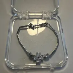 シルバー 花モチーフ クリスタル ブレスレット クローバー