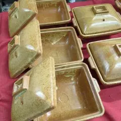 ♦希少♦土鍋 ５個組　有田焼 直火可 安楽窯 土鍋 １８㌢角土鍋 新品のサムネイル
