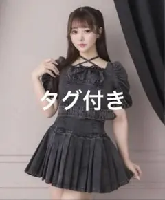 pium ヨーク切替ベルト付きプリーツミニワンピース ブラックデニム ピウム pium ヨーク切替ベルト付きプリーツミニワンピース - ブラックデニム