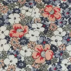ひだまり＊nyh様専用☆Wガーゼ生地　✾レトロフラワー　サーモン×ネイビー色✾