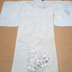 9時までタイムセール最高級アンティーク作家落雁浜縮緬訪問着花柄 薄い 