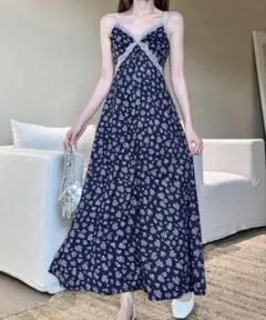 SHEIN 花柄 キャミワンピース ネイビー Mサイズ