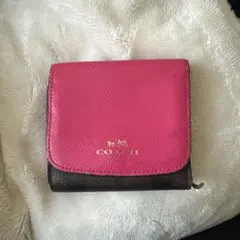COACH 三つ折り財布 ピンク/ブラック