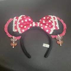ディズニー ミニー カチューシャ ピンク 水玉 リボン イヤリング
