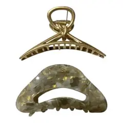 ヘアクリップ2点セット ゴールド クリア