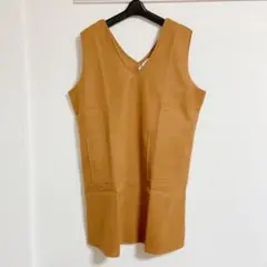 大きいサイズ XL ノースリーブ ワンピース ベスト ゆったり 体型カバー 茶