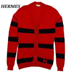 HERMES エルメス ニットカーディガン Hロゴ レッド ヴィンテージのサムネイル