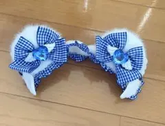ヘッドドレス 髪飾り アイドル メイド コンカフェ 青 水色　くま