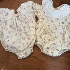 韓国ベビー服　花柄ロンパース　70 2点 まとめ売り