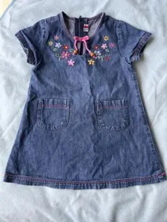 デニム刺繍半袖ワンピース