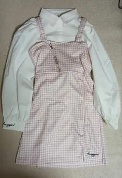 ANAPGirl　シャツ×キャミワンピースセット　ピンク S