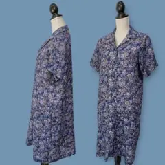 花柄 半袖シャツワンピース/開襟/ボタニカル
