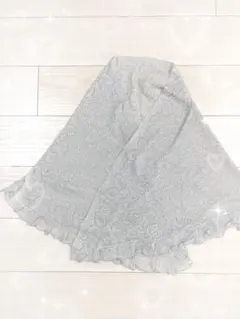 ラメ付き　ショール　ボレロ　結婚式　パーティードレス　フリル　シルバー　グレー