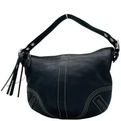 美品 コーチ ショルダーバッグ ワンショルダー ブラック レザー ホーボー