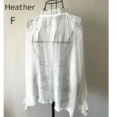 Heather ヘザー　シアーブラウス　ホワイト 長袖 シャツ F