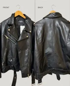 ZARA ブラック レザーライダースジャケット
