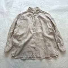 08mab☆リネン襟付きシンプルオーバーシャツFベージュ - メルカリ