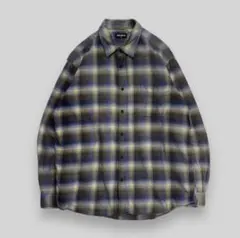 90s OLD UNIQLO 紺タグ オンブレ シャドーチェック ネルシャツ