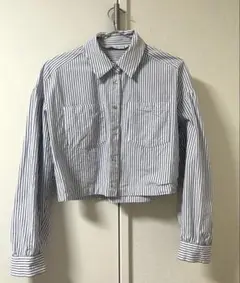 ZARA ストライプ クロップドシャツ 長袖