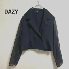DAZY ⭐️デイジー　シースルーシャツ　黒　ブラウスXL グロップ丈オシャレ