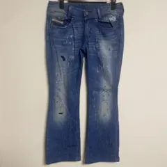 DIESEL ディーゼル ダメージ加工 ライトブルーデニムパンツ 28レディース