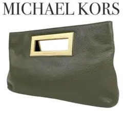 良品 MICHAEL KORS オリーブグリーン クラッチバッグ ハンドバッグ