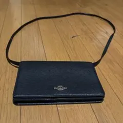 COACH ブラックレザー ウォレットショルダーバッグ