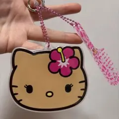 ハローキティ ギャルキティ　日焼け　アクリルミラー　コーム付きキーホルダー