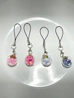 ガラスドームストラップ4個セット