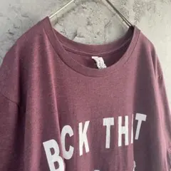 USA古着 プリント デザインTシャツ 半袖 英文字 ボルドー Lサイズ