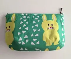 【ハンドメイド】マチ付きマルチポーチ大★通帳ケースにも！　黄色いうさちゃん柄