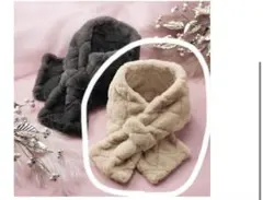 値下【新品未開封】フェイクファーマフラー ベージュ 約90×15cm