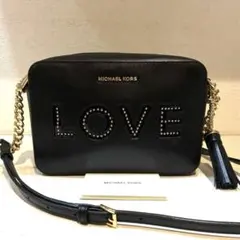 【美品】MICHAEL KORS レザー　LOVE スタッズ ショルダーバッグ