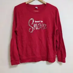 OLD NAVY レッド スウェット【M】裏起毛 レディース トレーナー 赤のサムネイル