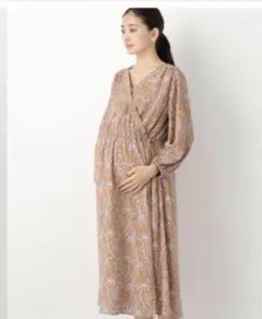 LEPSIM マタニティ授乳兼用カシュクールロングワンピース